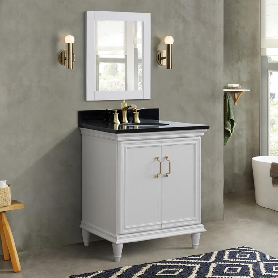Bellaterra Home, Forli 31" White Vanity, Oval Sink, Black Galaxy Granite#top-options_black-galaxy-granite-top