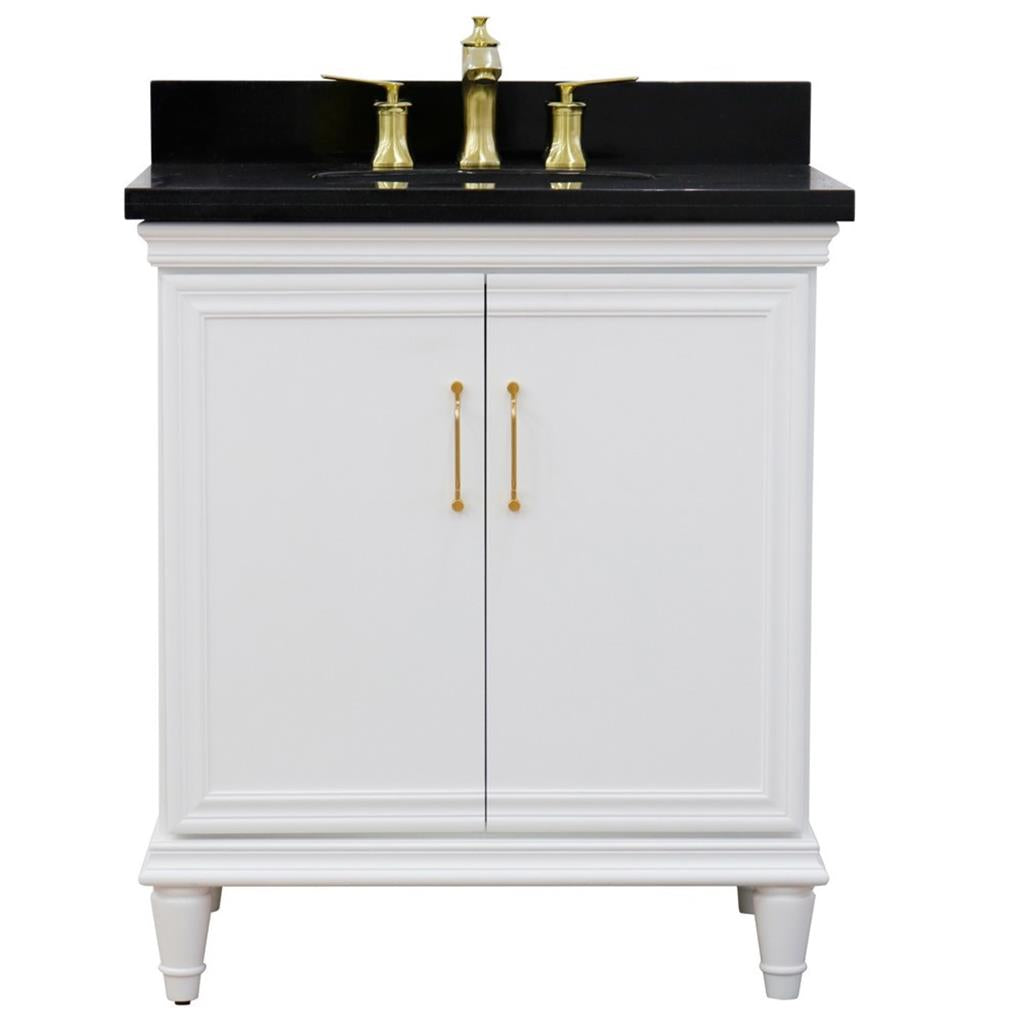 Bellaterra Home, Forli 31" White Vanity, Oval Sink, Black Galaxy Granite#top-options_black-galaxy-granite-top