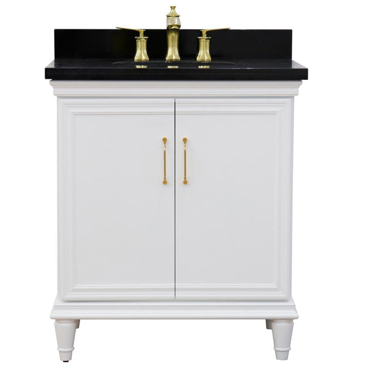 Bellaterra Home, Forli 31" White Vanity, Oval Sink, Black Galaxy Granite#top-options_black-galaxy-granite-top