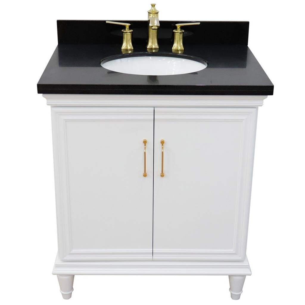 Bellaterra Home, Forli 31" White Vanity, Oval Sink, Black Galaxy Granite#top-options_black-galaxy-granite-top