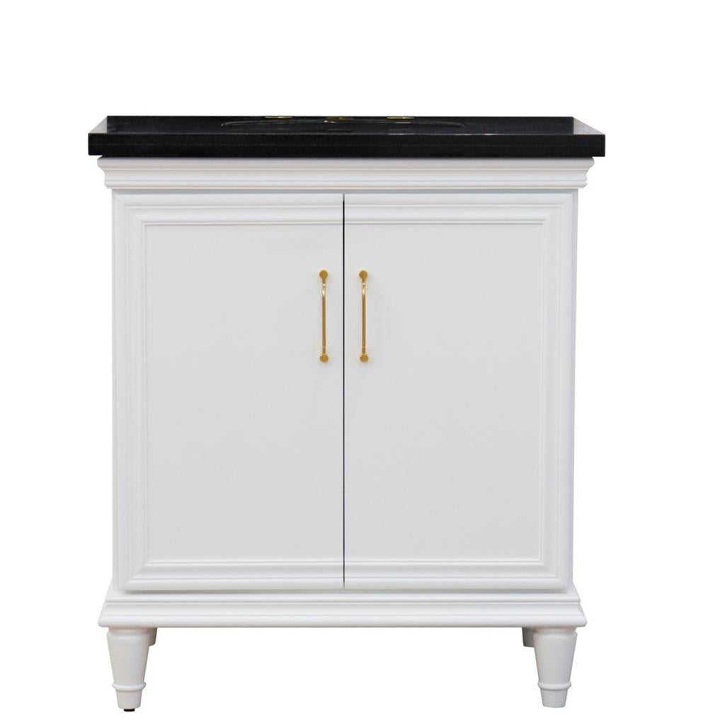 Bellaterra Home, Forli 31" White Vanity, Oval Sink, Black Galaxy Granite#top-options_black-galaxy-granite-top