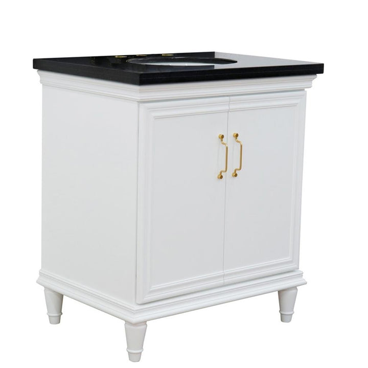 Bellaterra Home, Forli 31" White Vanity, Oval Sink, Black Galaxy Granite#top-options_black-galaxy-granite-top