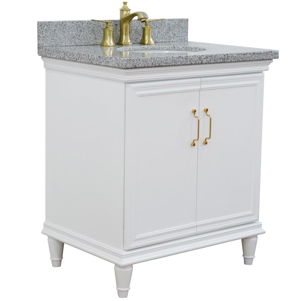 Bellaterra Home, Forli 31" White Vanity, Oval Sink, Gray Granite#top-options_gray-granite-top