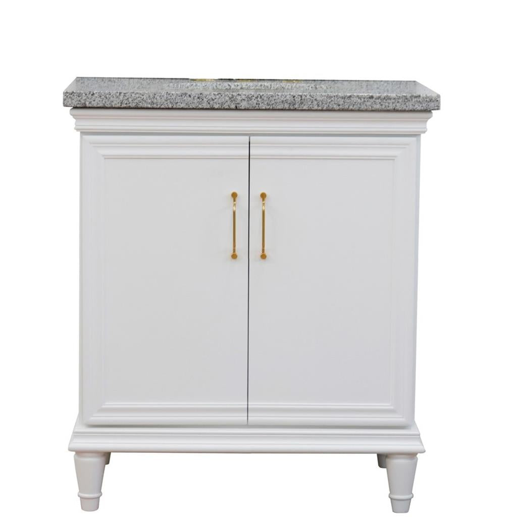 Bellaterra Home, Forli 31" White Vanity, Oval Sink, Gray Granite#top-options_gray-granite-top