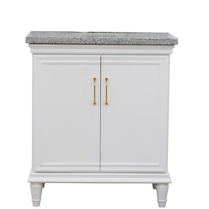 Bellaterra Home, Forli 31" White Vanity, Oval Sink, Gray Granite#top-options_gray-granite-top