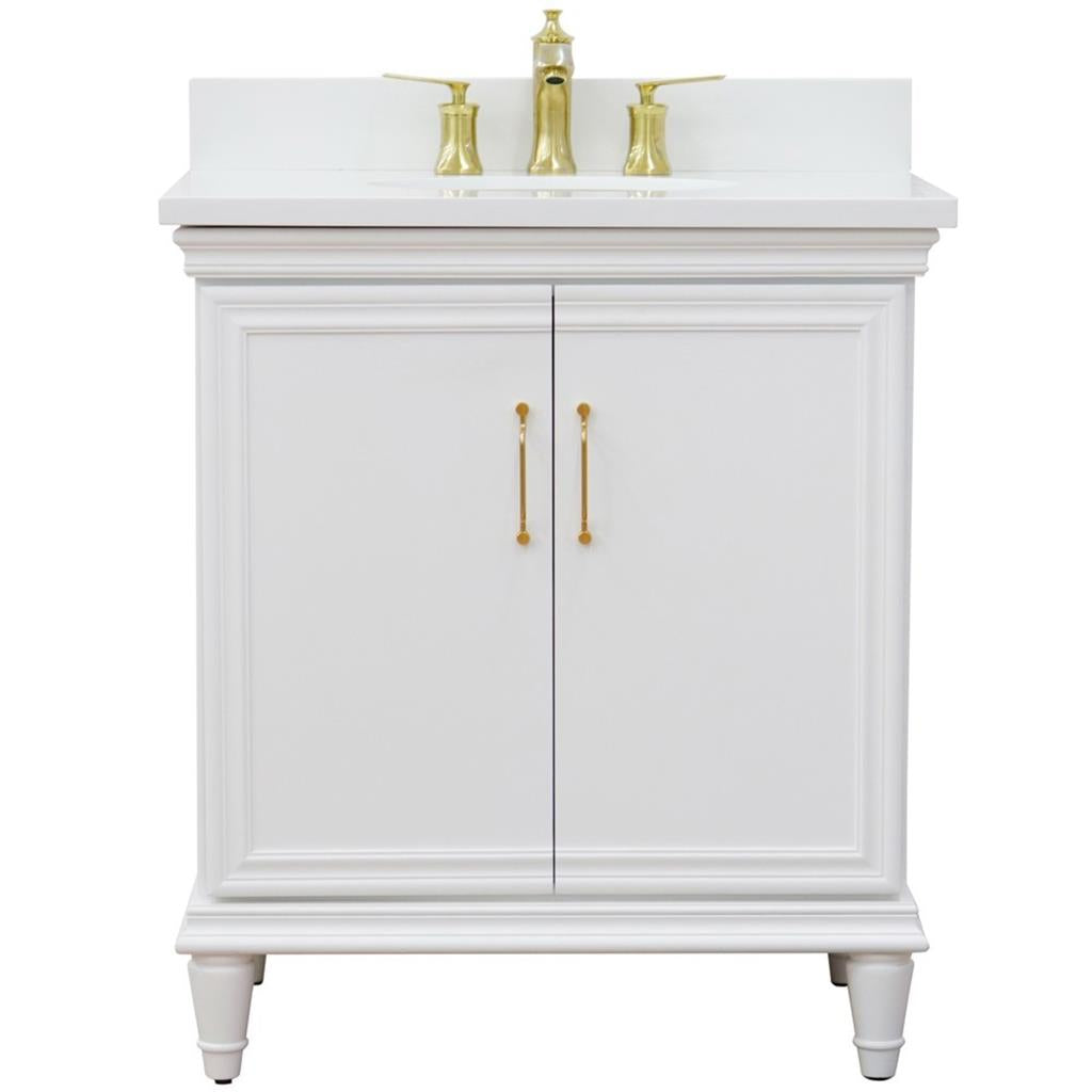 Bellaterra Home, Forli 31" White Vanity, Oval Sink, White Quartz#top-options_white-quartz-top