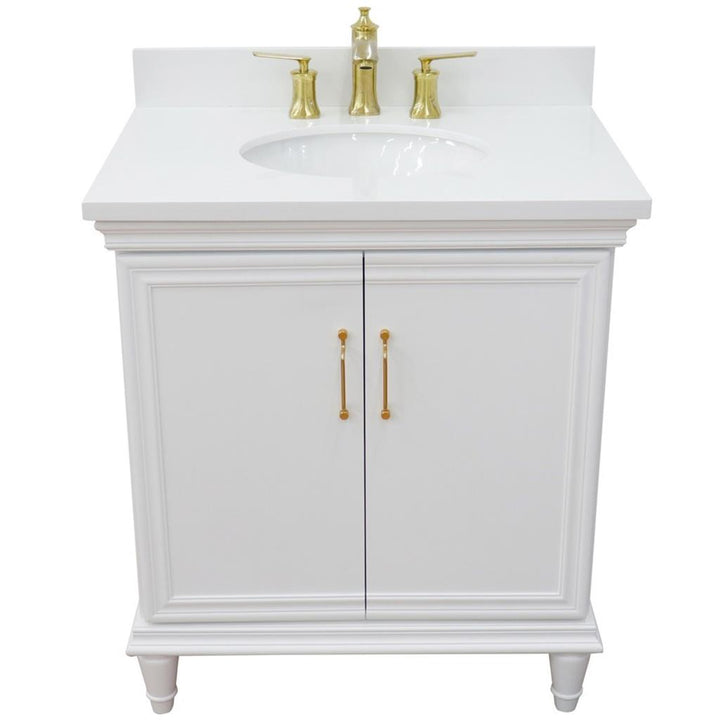 Bellaterra Home, Forli 31" White Vanity, Oval Sink, White Quartz#top-options_white-quartz-top