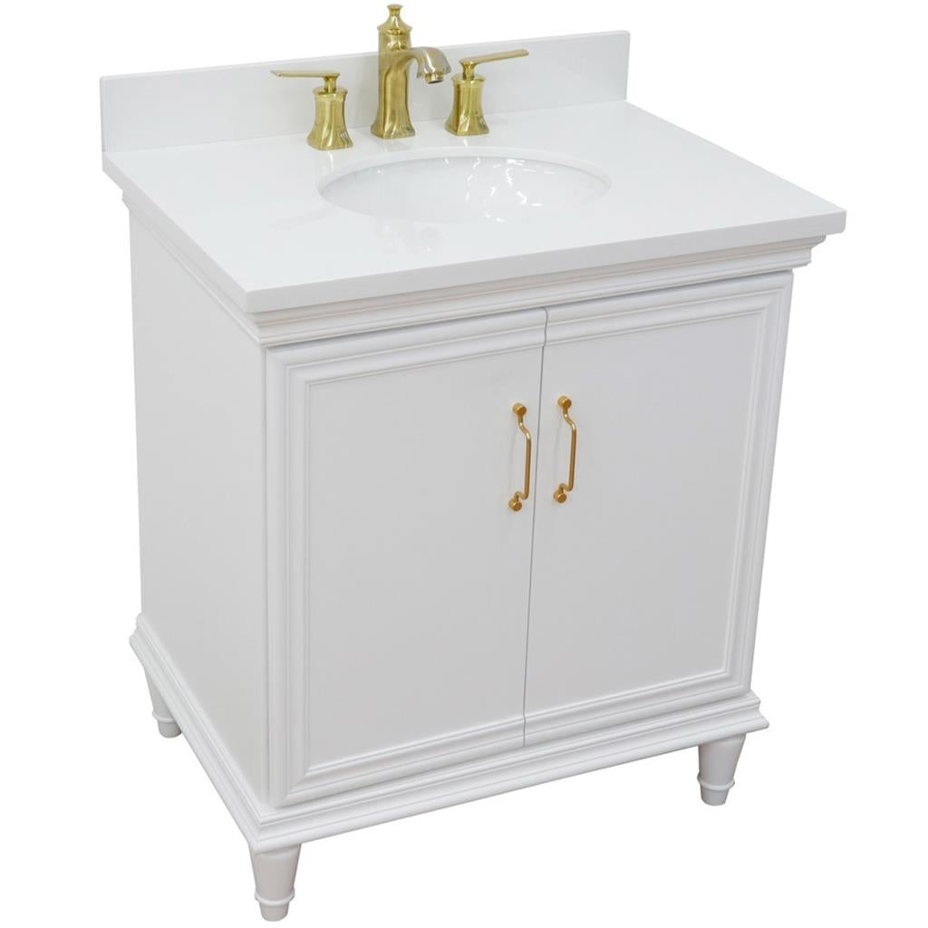 Bellaterra Home, Forli 31" White Vanity, Oval Sink, White Quartz#top-options_white-quartz-top