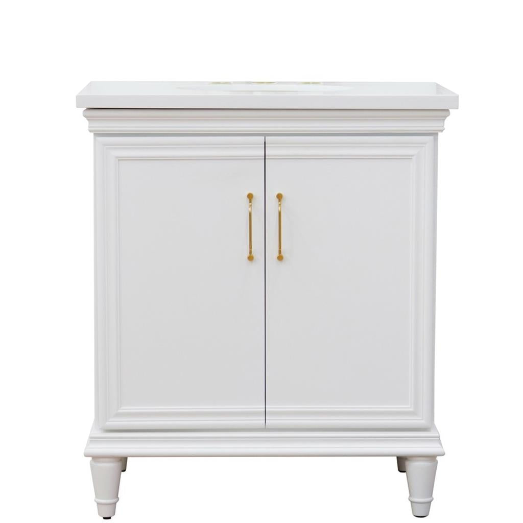 Bellaterra Home, Forli 31" White Vanity, Oval Sink, White Quartz#top-options_white-quartz-top