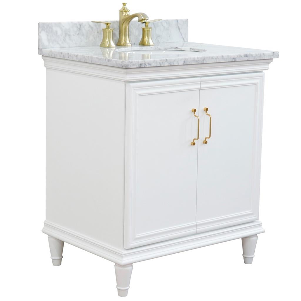 Bellaterra Home, Forli 31" White Vanity, Oval Sink, White Carrara Marble#top-options_white-carrara-marble-top