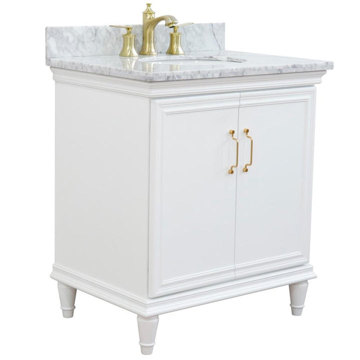 Bellaterra Home, Forli 31" White Vanity, Oval Sink, White Carrara Marble#top-options_white-carrara-marble-top