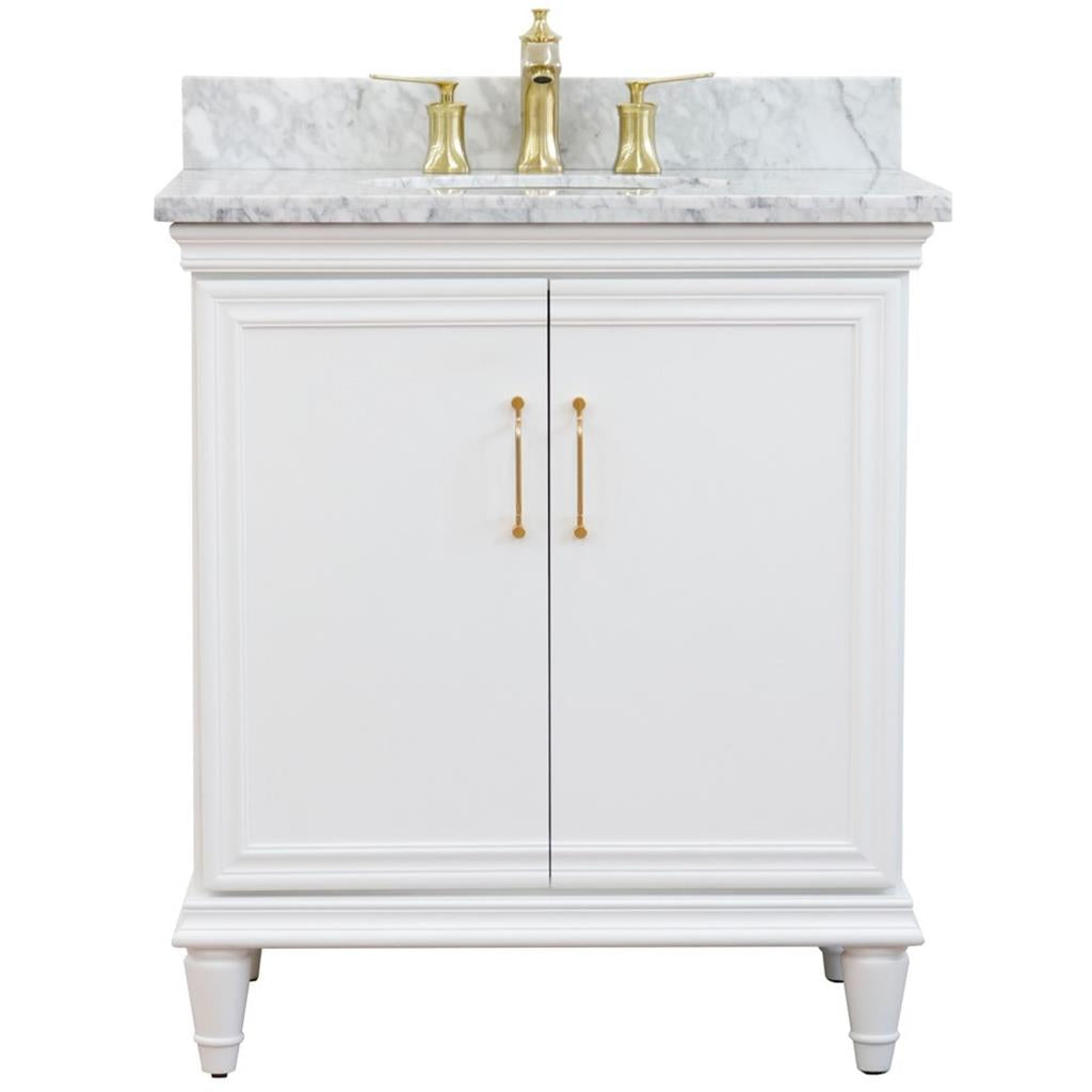 Bellaterra Home, Forli 31" White Vanity, Oval Sink, White Carrara Marble#top-options_white-carrara-marble-top