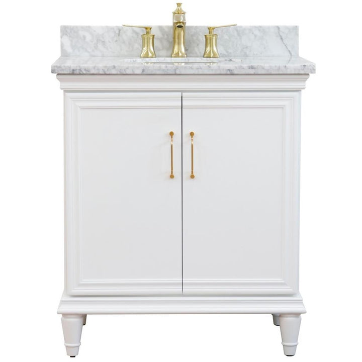 Bellaterra Home, Forli 31" White Vanity, Oval Sink, White Carrara Marble#top-options_white-carrara-marble-top
