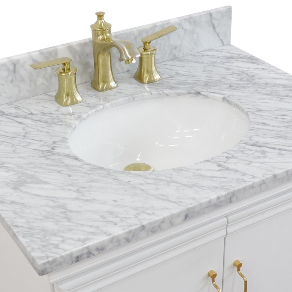 Bellaterra Home, Forli 31" White Vanity, Oval Sink, White Carrara Marble#top-options_white-carrara-marble-top