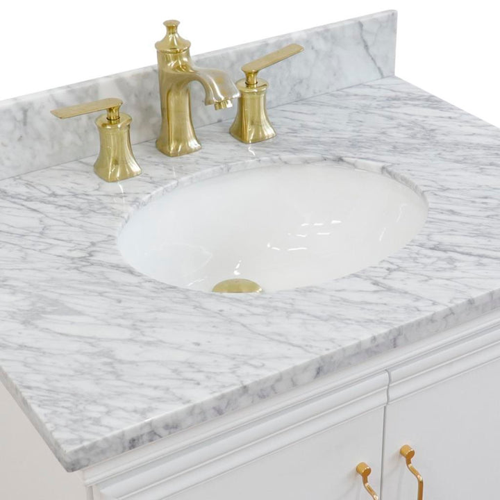Bellaterra Home, Forli 31" White Vanity, Oval Sink, White Carrara Marble#top-options_white-carrara-marble-top