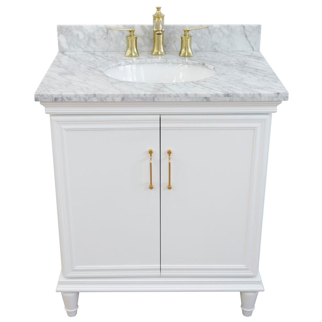 Bellaterra Home, Forli 31" White Vanity, Oval Sink, White Carrara Marble#top-options_white-carrara-marble-top