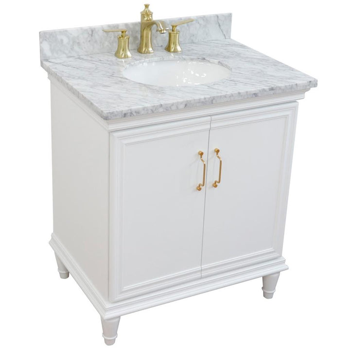 Bellaterra Home, Forli 31" White Vanity, Oval Sink, White Carrara Marble#top-options_white-carrara-marble-top