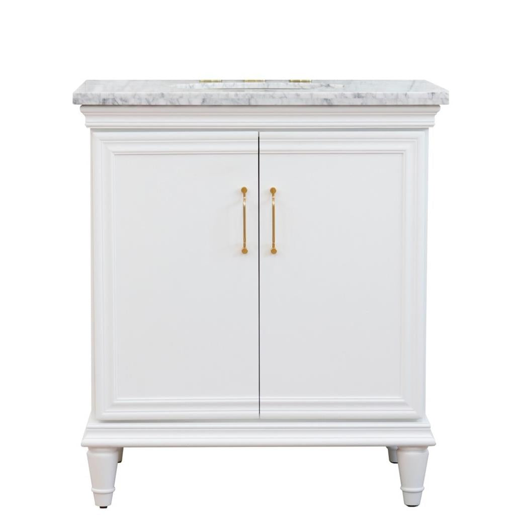 Bellaterra Home, Forli 31" White Vanity, Oval Sink, White Carrara Marble#top-options_white-carrara-marble-top