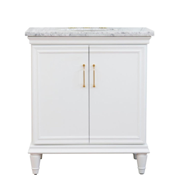 Bellaterra Home, Forli 31" White Vanity, Oval Sink, White Carrara Marble#top-options_white-carrara-marble-top