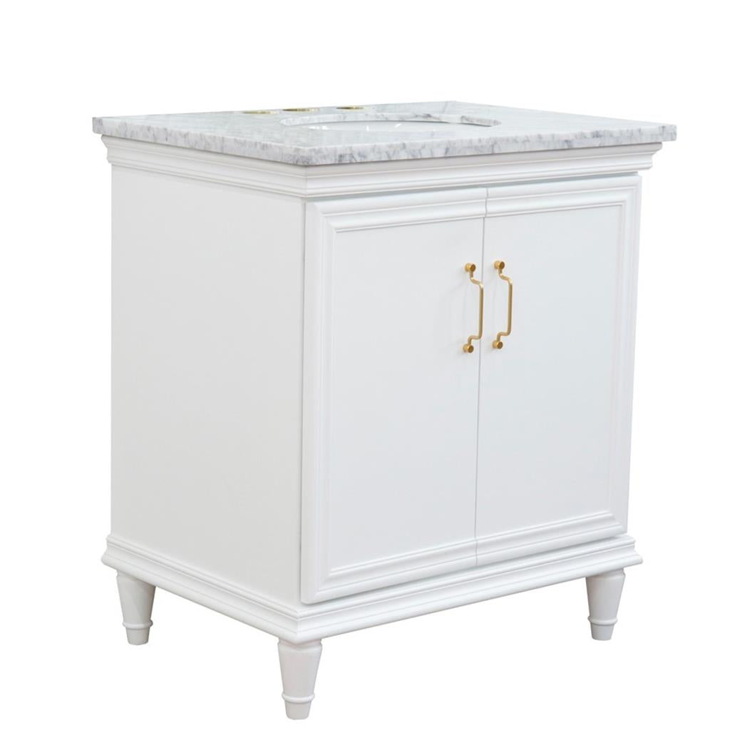Bellaterra Home, Forli 31" White Vanity, Oval Sink, White Carrara Marble#top-options_white-carrara-marble-top