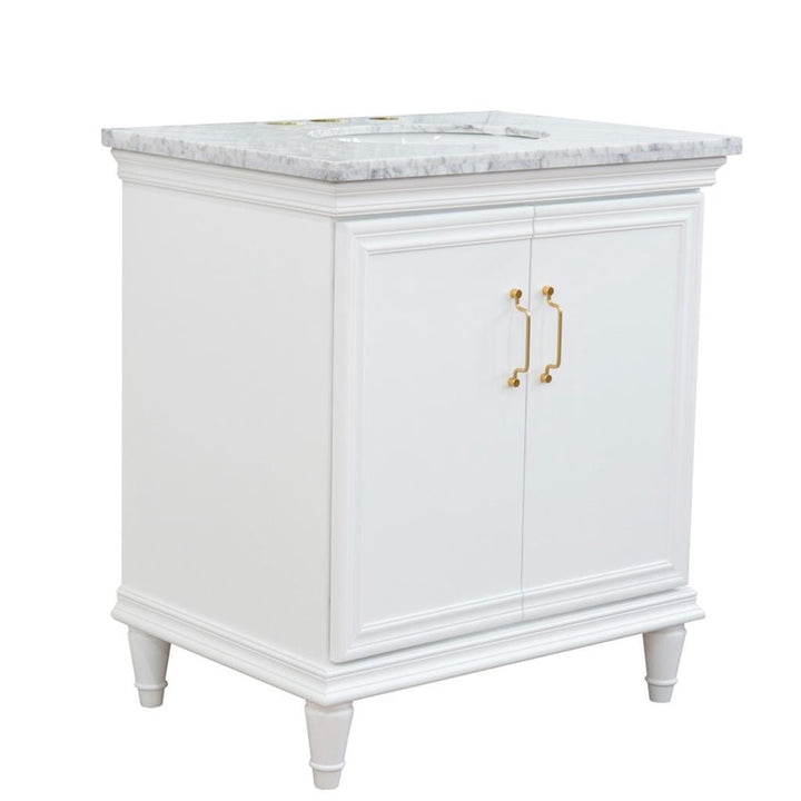 Bellaterra Home, Forli 31" White Vanity, Oval Sink, White Carrara Marble#top-options_white-carrara-marble-top