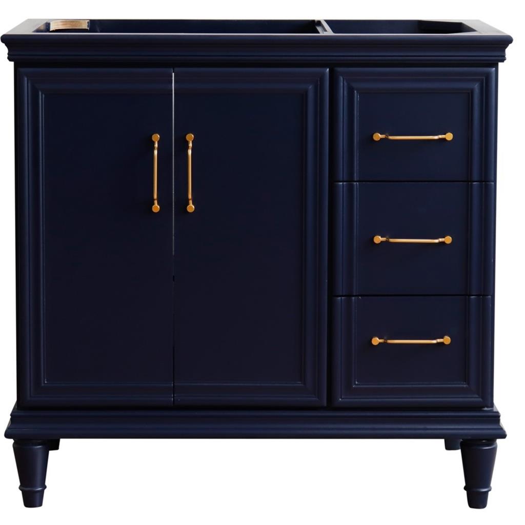 Bellaterra Home, Forli 36" Blue Vanity, Door on Left, Cabinet Only, Cabinet Only (No Top)#top-options_cabinet-only-(no-top)-top