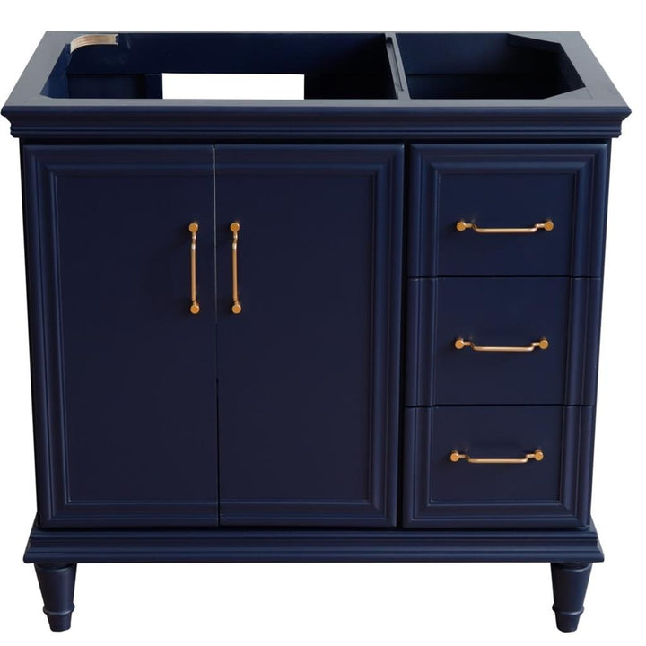 Bellaterra Home, Forli 36" Blue Vanity, Door on Left, Cabinet Only, Cabinet Only (No Top)#top-options_cabinet-only-(no-top)-top