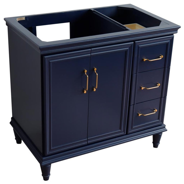 Bellaterra Home, Forli 36" Blue Vanity, Door on Left, Cabinet Only, Cabinet Only (No Top)#top-options_cabinet-only-(no-top)-top