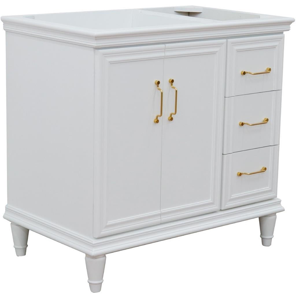 Bellaterra Home, Forli 36" White Vanity, Door on Left, Cabinet Only, Cabinet Only (No Top)#top-options_cabinet-only-(no-top)-top