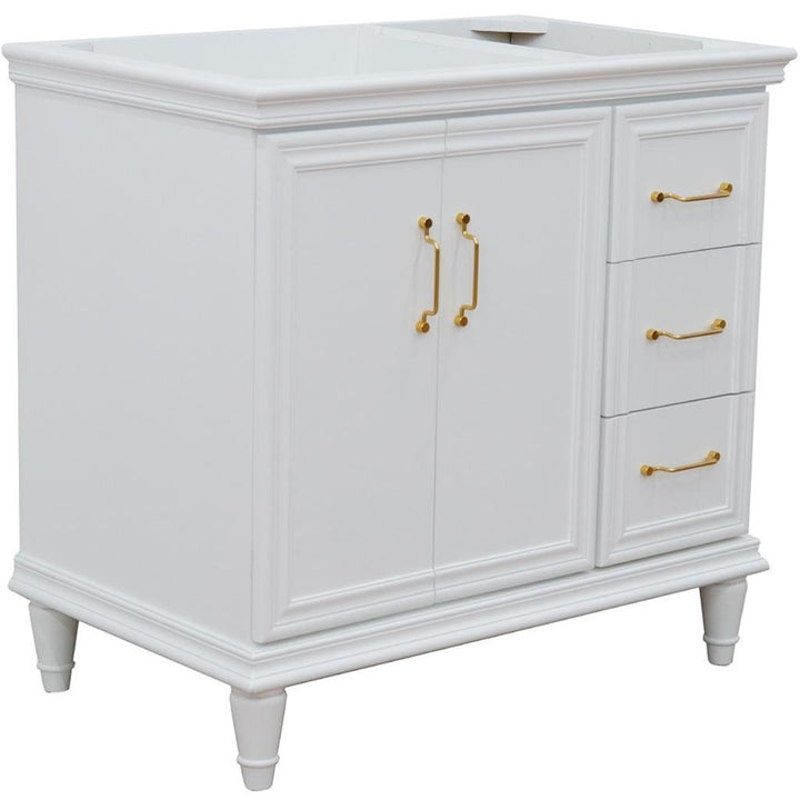 Bellaterra Home, Forli 36" White Vanity, Door on Left, Cabinet Only, Cabinet Only (No Top)#top-options_cabinet-only-(no-top)-top