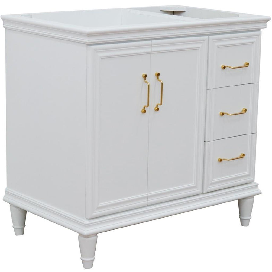 Bellaterra Home, Forli 36" White Vanity, Door on Left, Cabinet Only, Cabinet Only (No Top)#top-options_cabinet-only-(no-top)-top