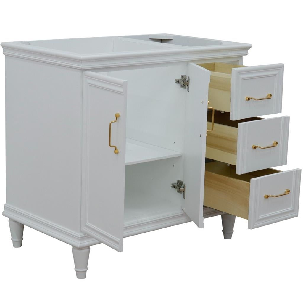 Bellaterra Home, Forli 36" White Vanity, Door on Left, Cabinet Only, Cabinet Only (No Top)#top-options_cabinet-only-(no-top)-top