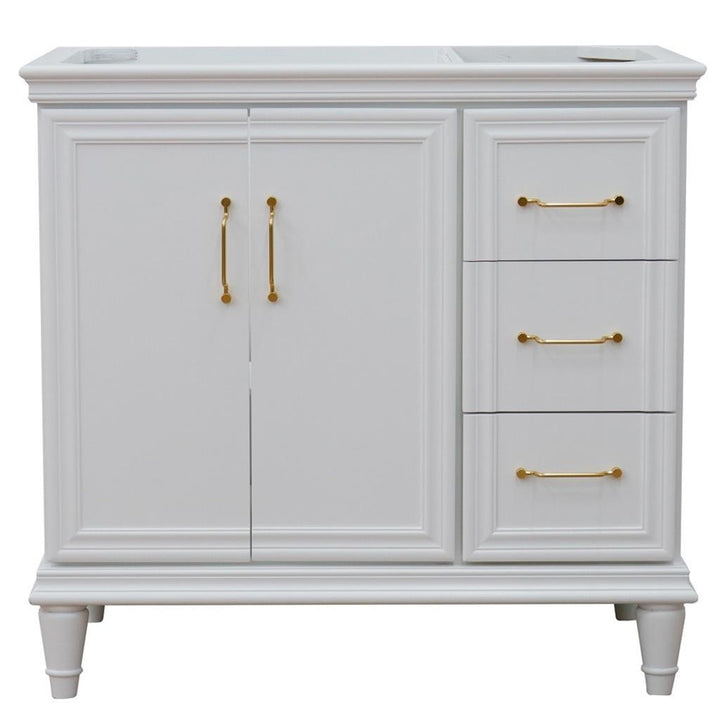 Bellaterra Home, Forli 36" White Vanity, Door on Left, Cabinet Only, Cabinet Only (No Top)#top-options_cabinet-only-(no-top)-top