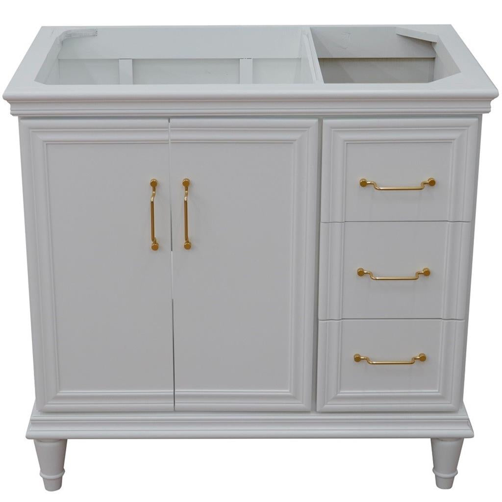 Bellaterra Home, Forli 36" White Vanity, Door on Left, Cabinet Only, Cabinet Only (No Top)#top-options_cabinet-only-(no-top)-top