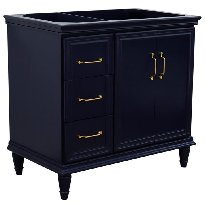 Bellaterra Home, Forli 36" Blue Vanity, Door on Right, Cabinet Only, Cabinet Only (No Top)#top-options_cabinet-only-(no-top)-top
