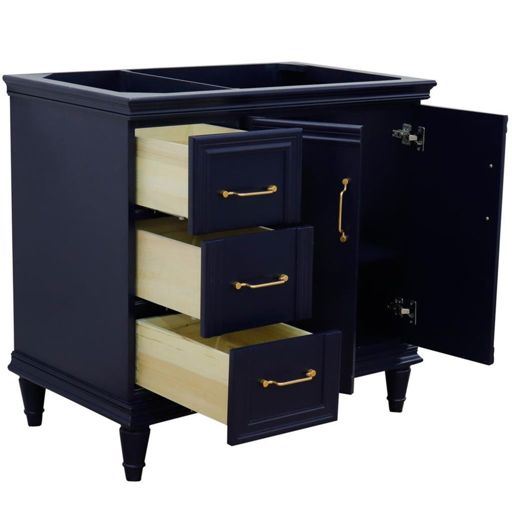 Bellaterra Home, Forli 36" Blue Vanity, Door on Right, Cabinet Only, Cabinet Only (No Top)#top-options_cabinet-only-(no-top)-top