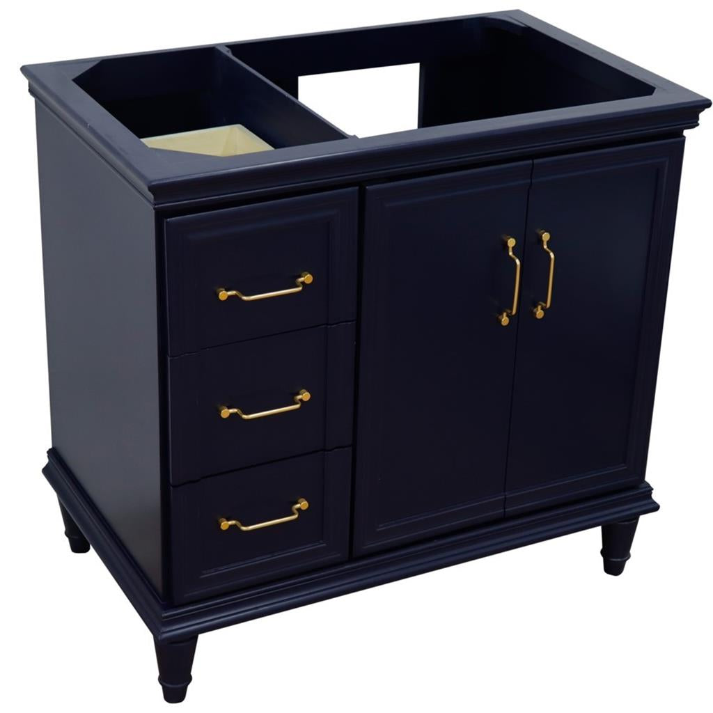 Bellaterra Home, Forli 36" Blue Vanity, Door on Right, Cabinet Only, Cabinet Only (No Top)#top-options_cabinet-only-(no-top)-top