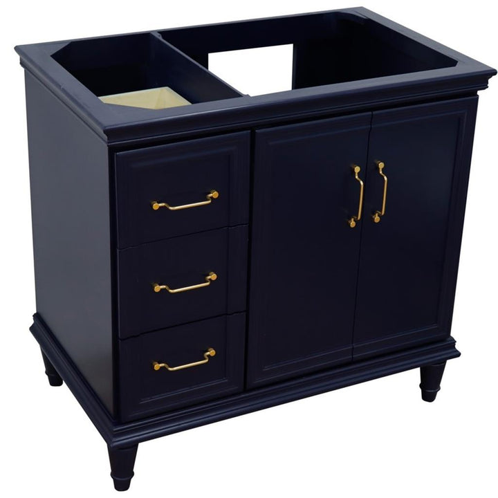 Bellaterra Home, Forli 36" Blue Vanity, Door on Right, Cabinet Only, Cabinet Only (No Top)#top-options_cabinet-only-(no-top)-top
