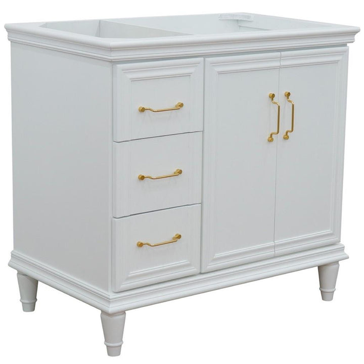 Bellaterra Home, Forli 36" White Vanity, Door on Right, Cabinet Only, Cabinet Only (No Top)#top-options_cabinet-only-(no-top)-top