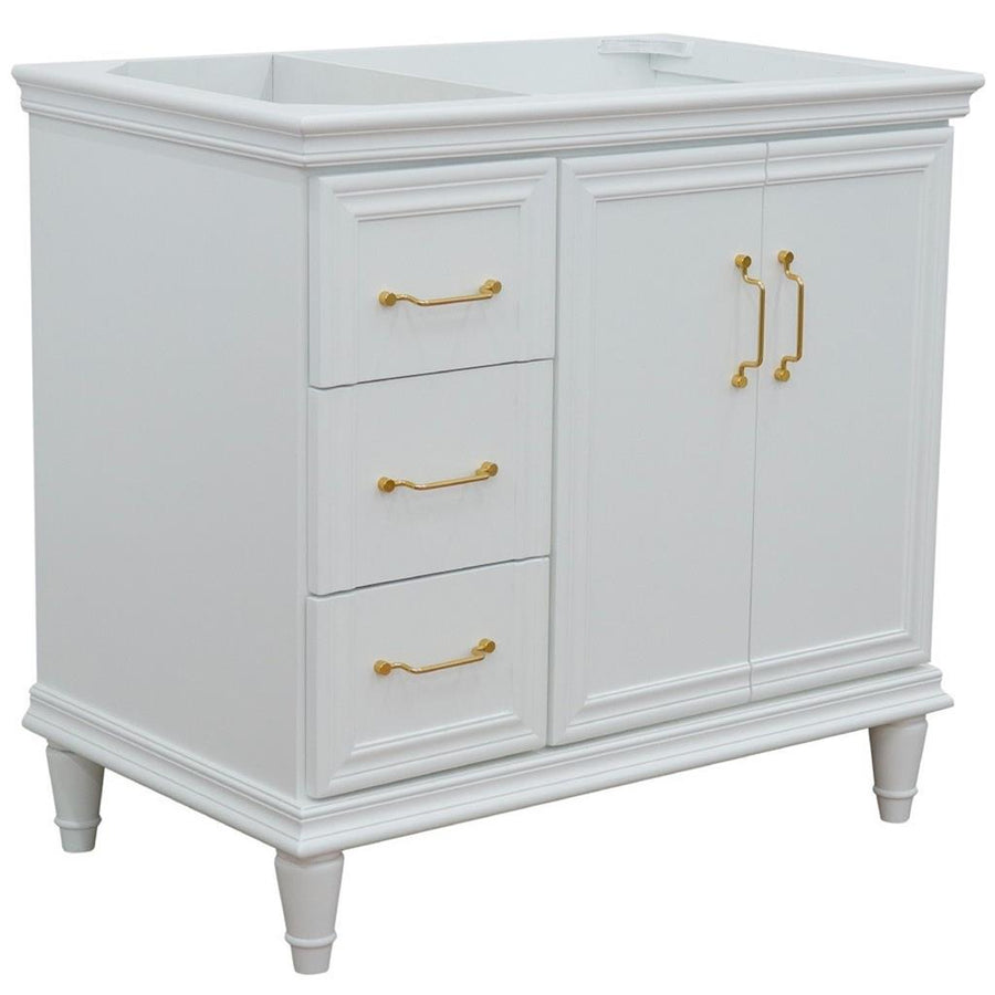 Bellaterra Home, Forli 36" White Vanity, Door on Right, Cabinet Only, Cabinet Only (No Top)#top-options_cabinet-only-(no-top)-top