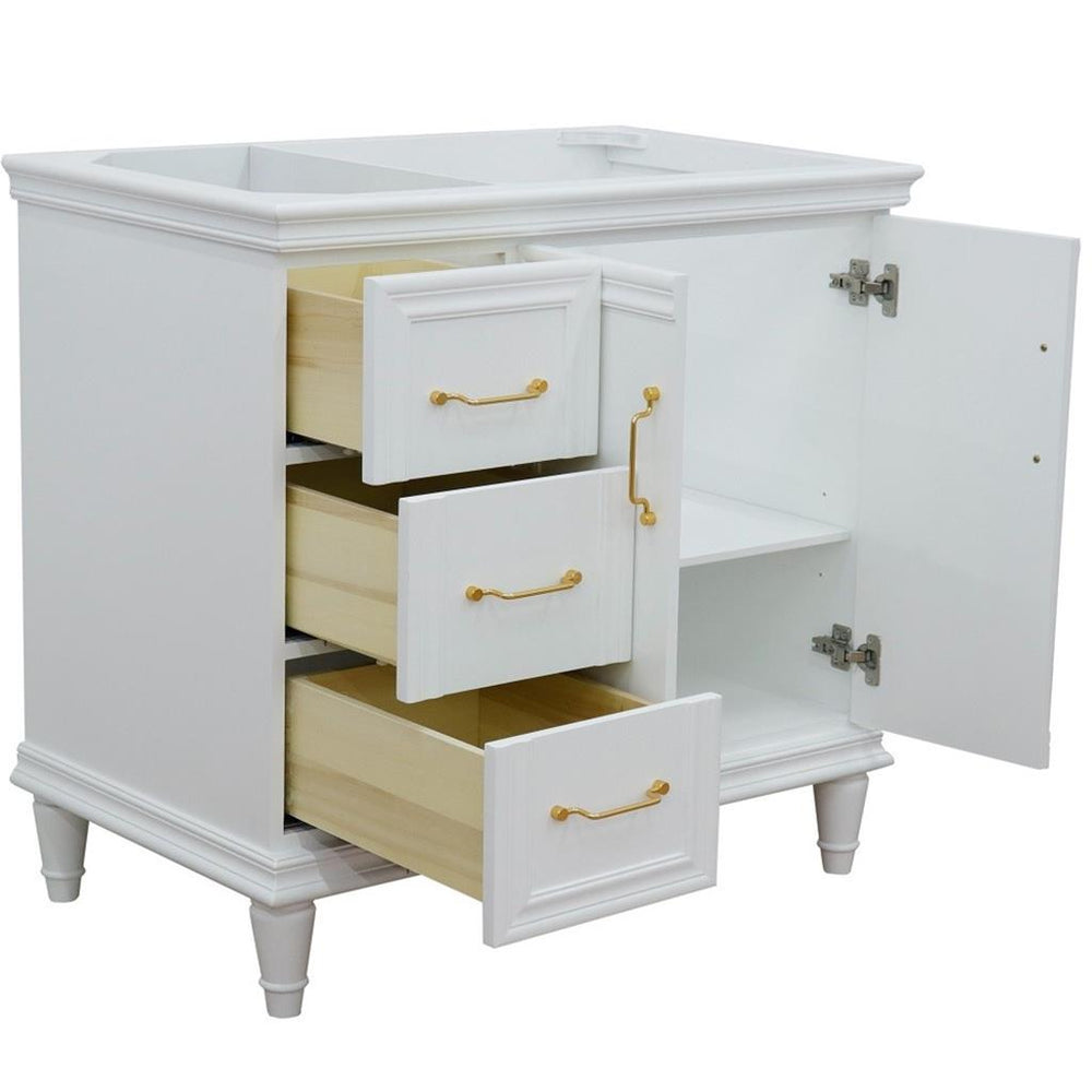 Bellaterra Home, Forli 36" White Vanity, Door on Right, Cabinet Only, Cabinet Only (No Top)#top-options_cabinet-only-(no-top)-top