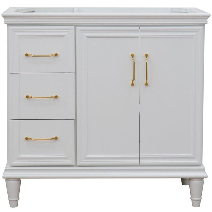 Bellaterra Home, Forli 36" White Vanity, Door on Right, Cabinet Only, Cabinet Only (No Top)#top-options_cabinet-only-(no-top)-top