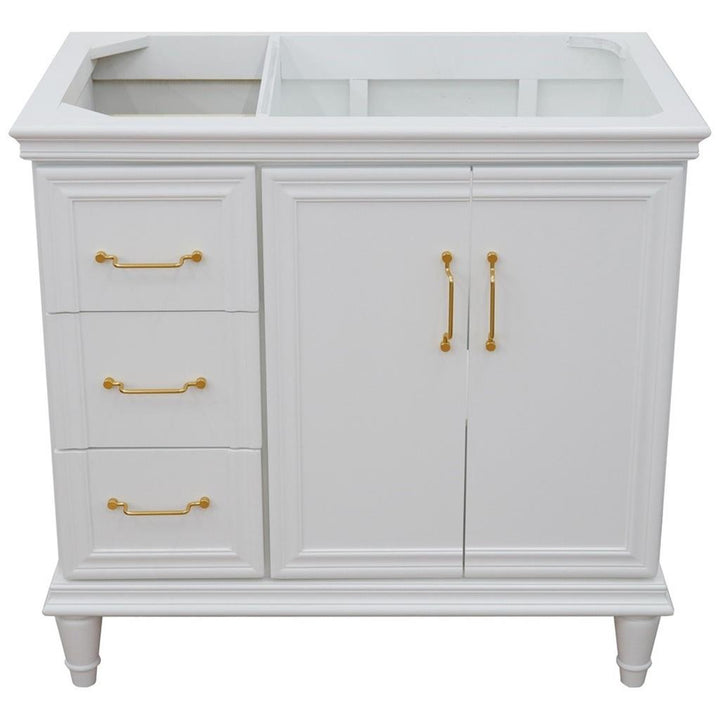Bellaterra Home, Forli 36" White Vanity, Door on Right, Cabinet Only, Cabinet Only (No Top)#top-options_cabinet-only-(no-top)-top