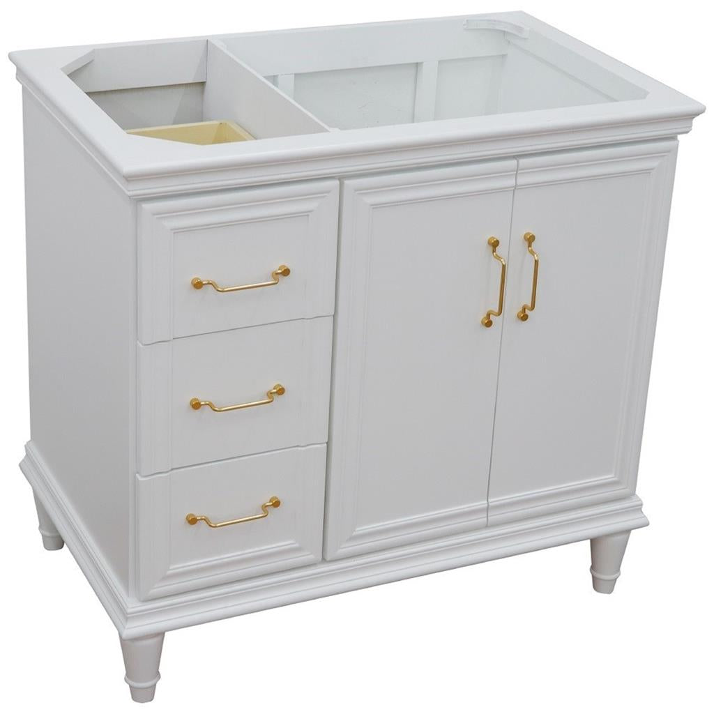 Bellaterra Home, Forli 36" White Vanity, Door on Right, Cabinet Only, Cabinet Only (No Top)#top-options_cabinet-only-(no-top)-top