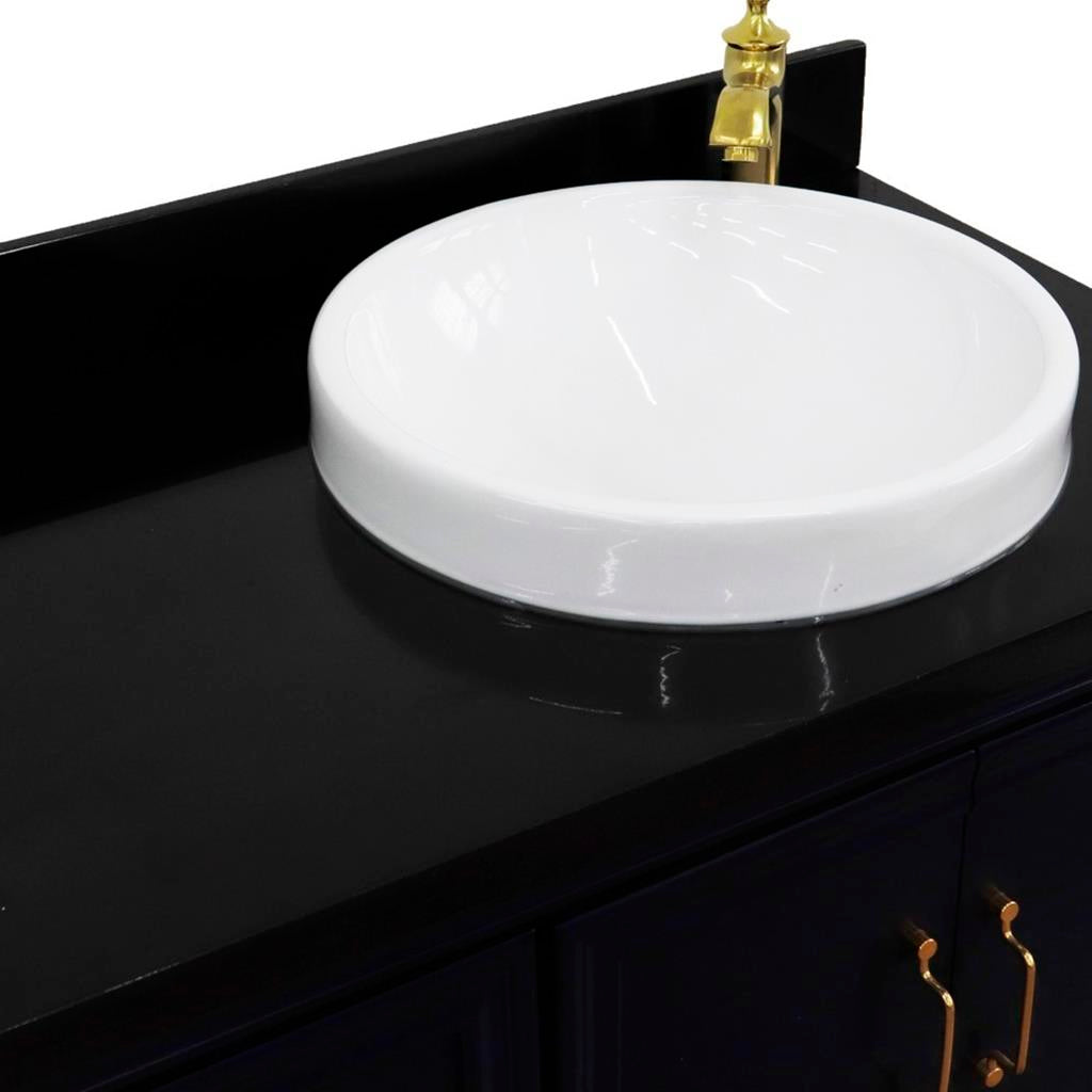 Bellaterra Home, Forli 37" Blue Vanity, Door on Right, Round Sink on Right, Black Galaxy Granite#top-options_black-galaxy-granite-top