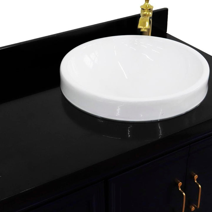 Bellaterra Home, Forli 37" Blue Vanity, Door on Right, Round Sink on Right, Black Galaxy Granite#top-options_black-galaxy-granite-top