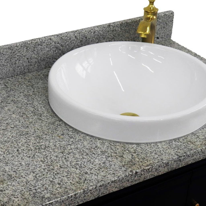 Bellaterra Home, Forli 37" Blue Vanity, Door on Right, Round Sink on Right, Gray Granite#top-options_gray-granite-top
