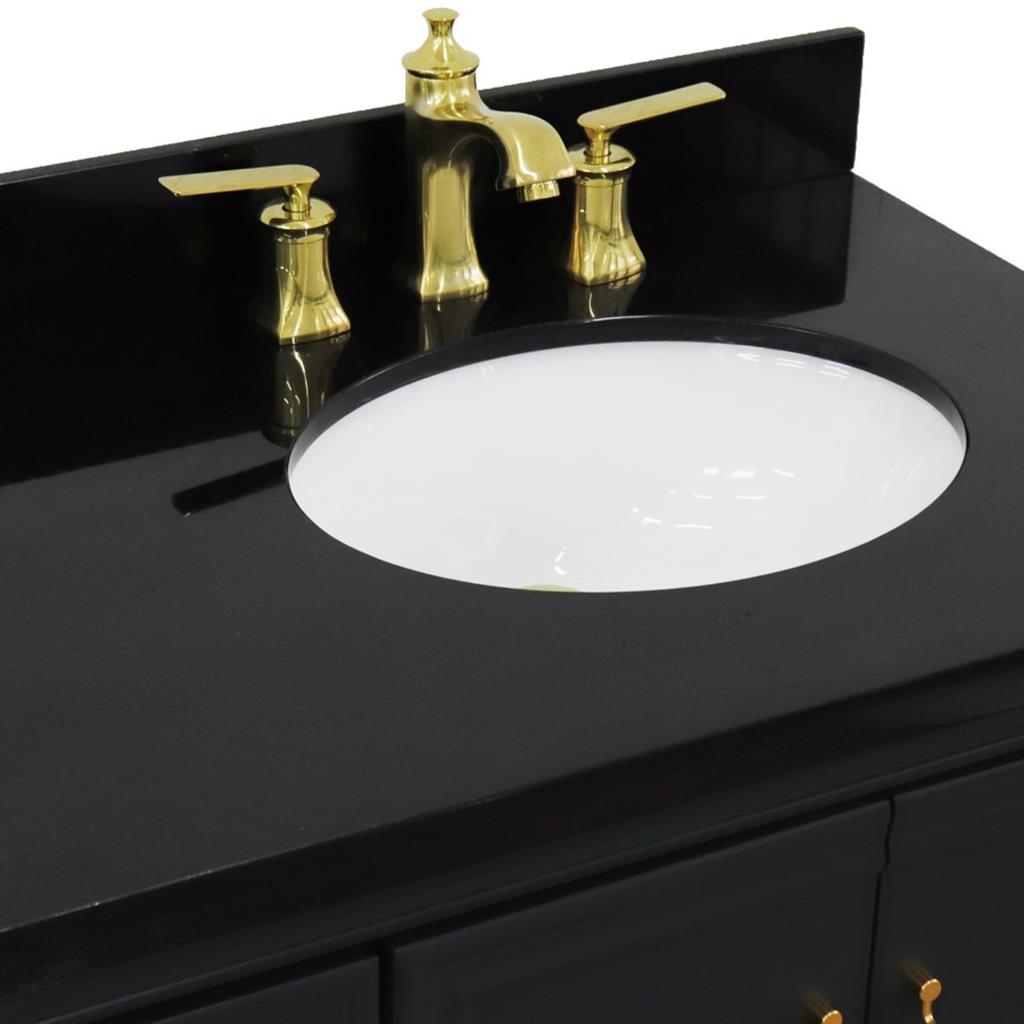 Bellaterra Home, Forli 37" Dark Gray Vanity, Door on Right, Oval Sink on Right, Black Galaxy Granite#top-options_black-galaxy-granite-top