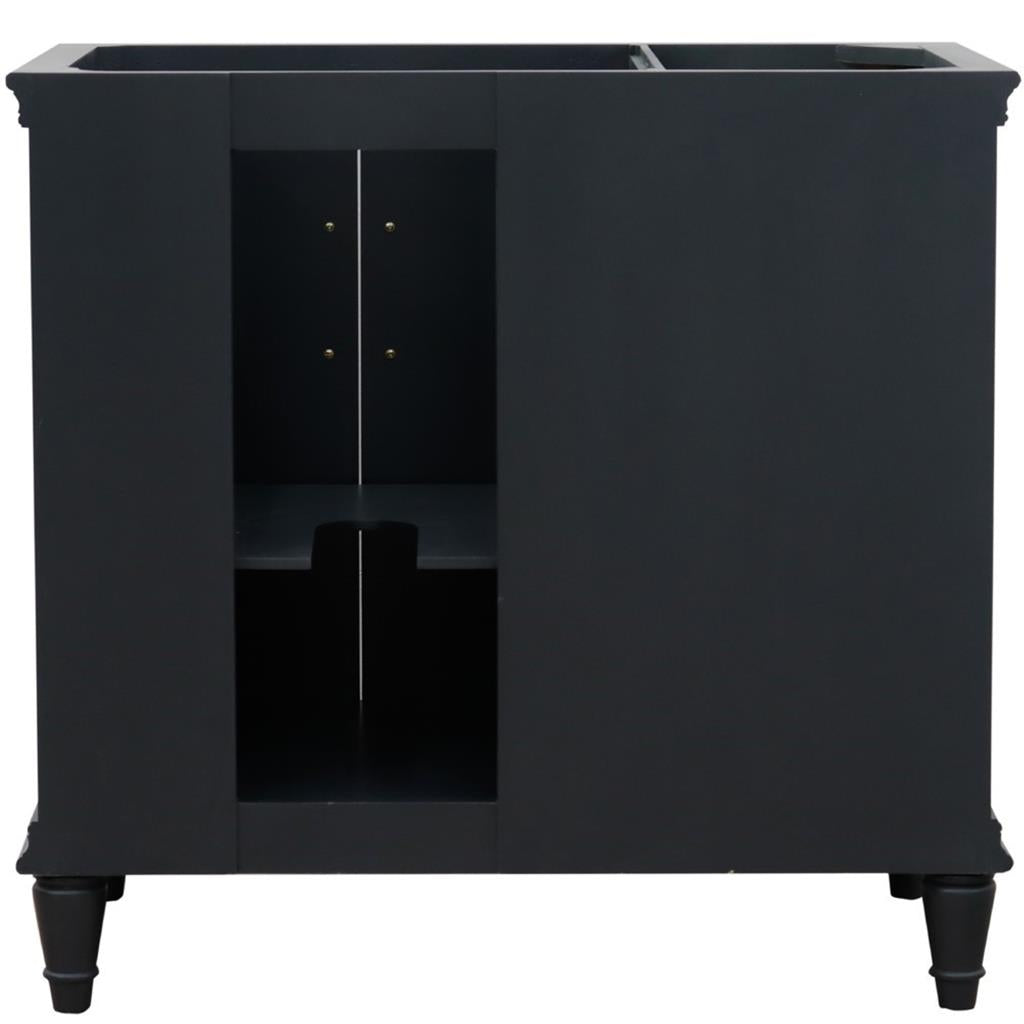 Bellaterra Home, Forli 37" Dark Gray Vanity, Door on Right, Oval Sink on Right, Black Galaxy Granite#top-options_black-galaxy-granite-top