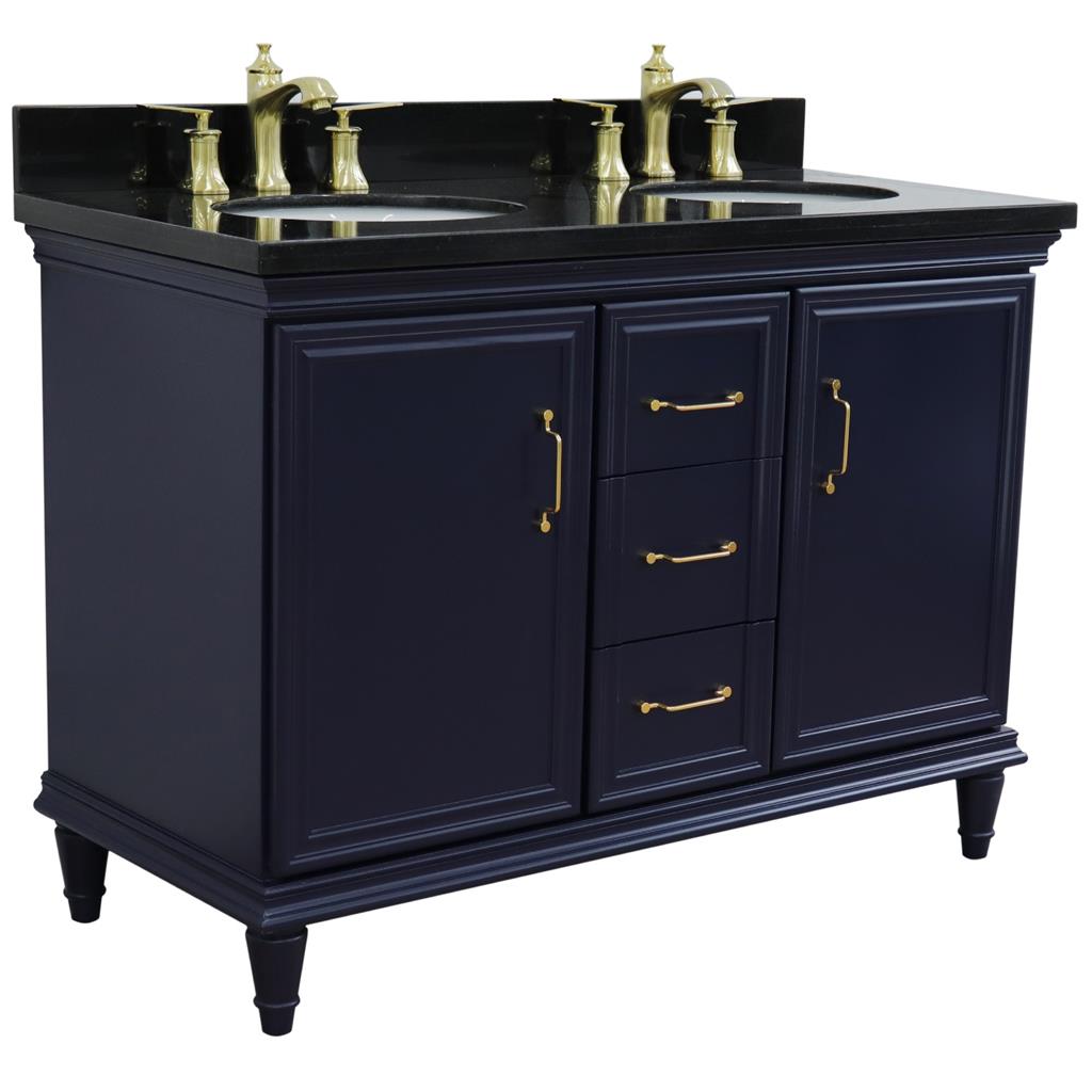 Bellaterra Home, Forli 49" Blue Double Vanity, Oval Sink, Black Galaxy Granite#top-options_black-galaxy-granite-top